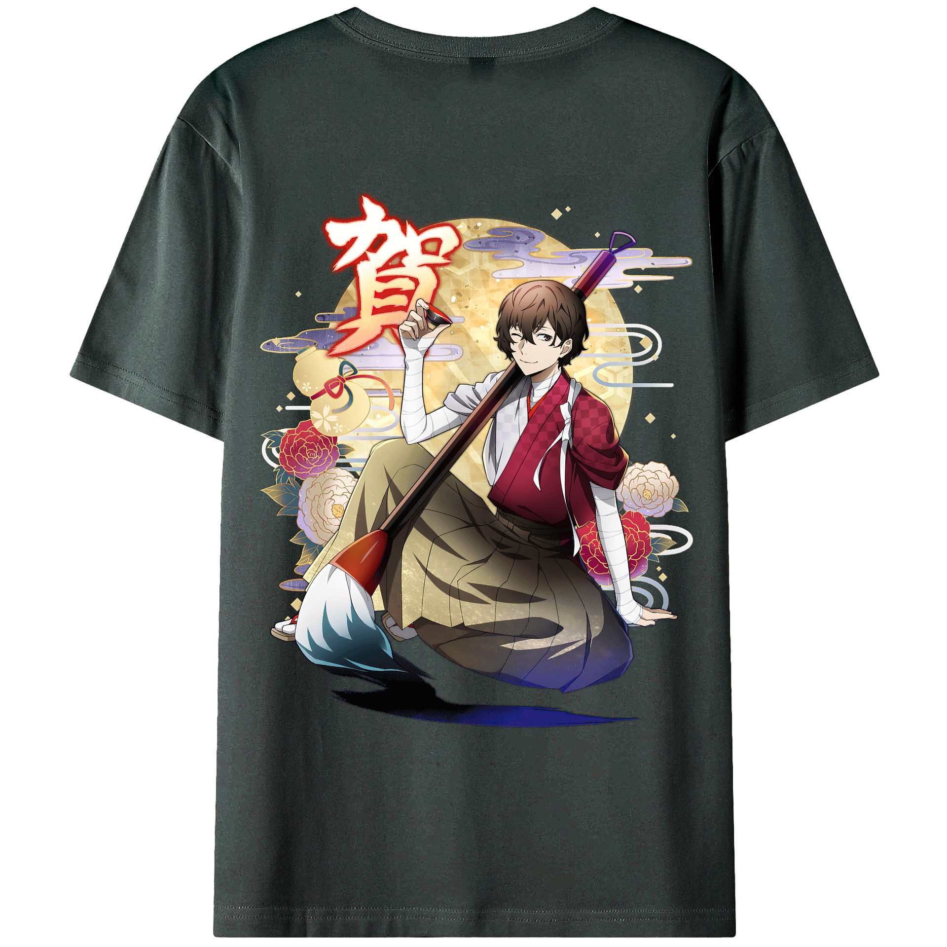 （画像用） 文豪ストレイドッグス Bungo Stray Dogs 綿100％ メンズ半袖Tシャツ（バックプリント） 通気性